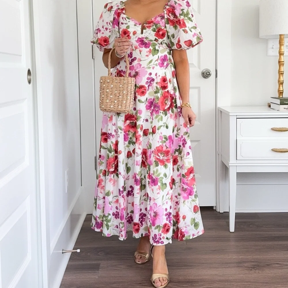 Abercrombie & Fitch Floral Puff Sleeve Maxi Dress - Picture 1 of 6